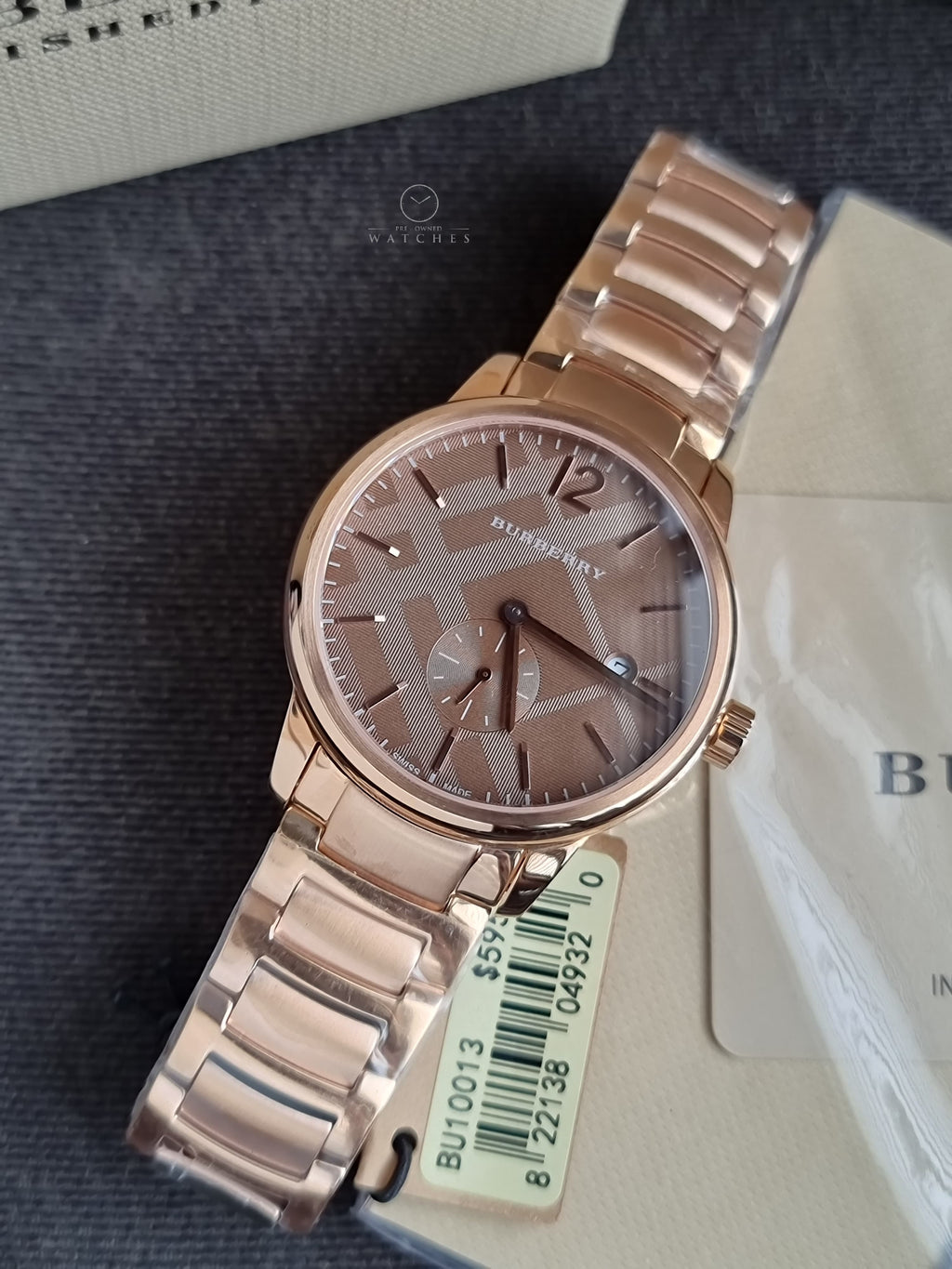 Burberry Men’s Swiss Made Stainless Steel Rose Gold Dial 40mm Watch BU10013