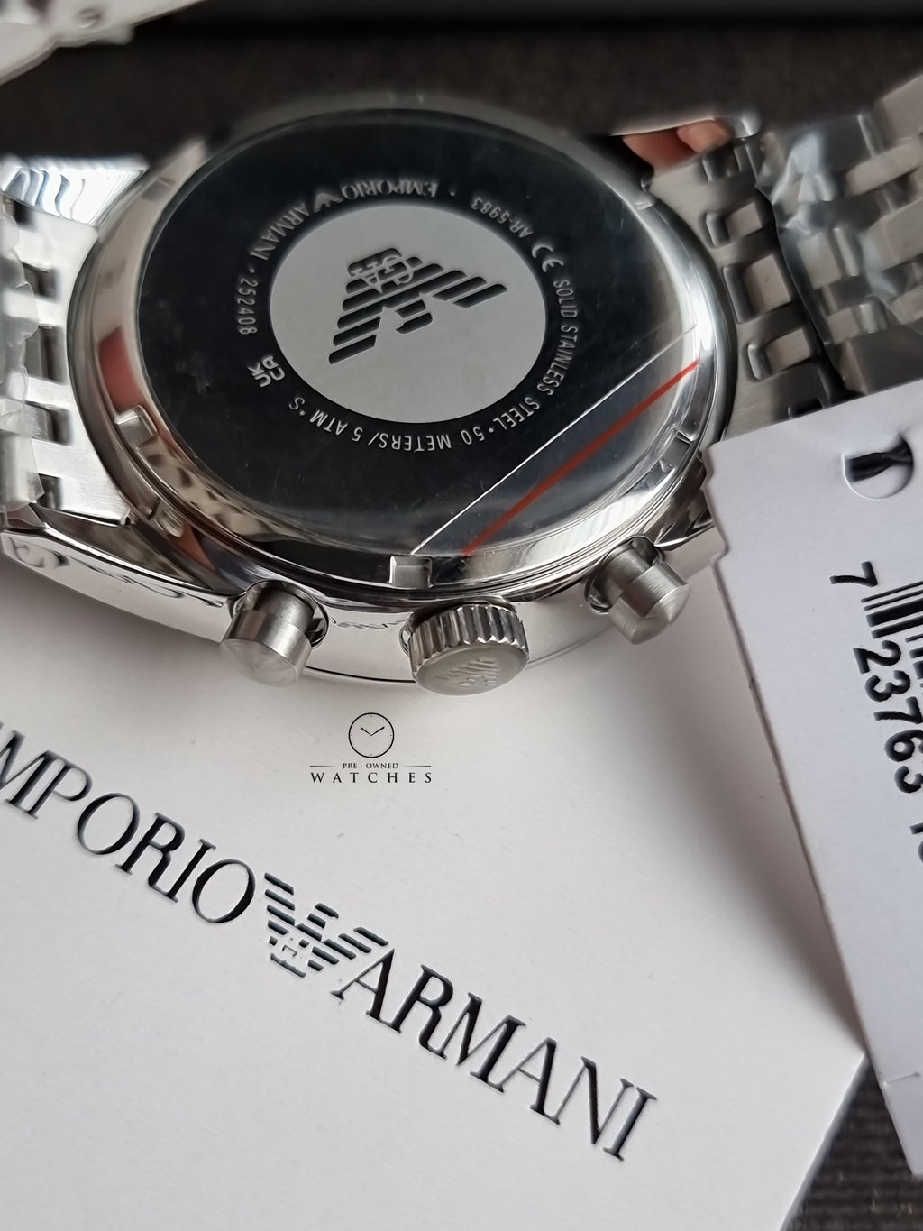 Emporio Armani Men’s Chronograph Stainless Steel Black Dial 43mm Watch AR5983