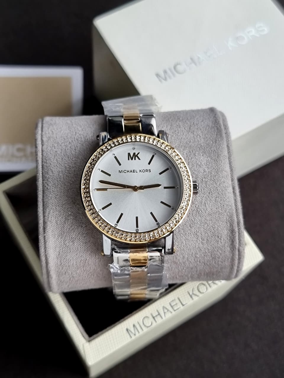 Michael Kors Women’s Quartz Two Tone Stainless Steel Silver Dial 38mm Watch MK7348