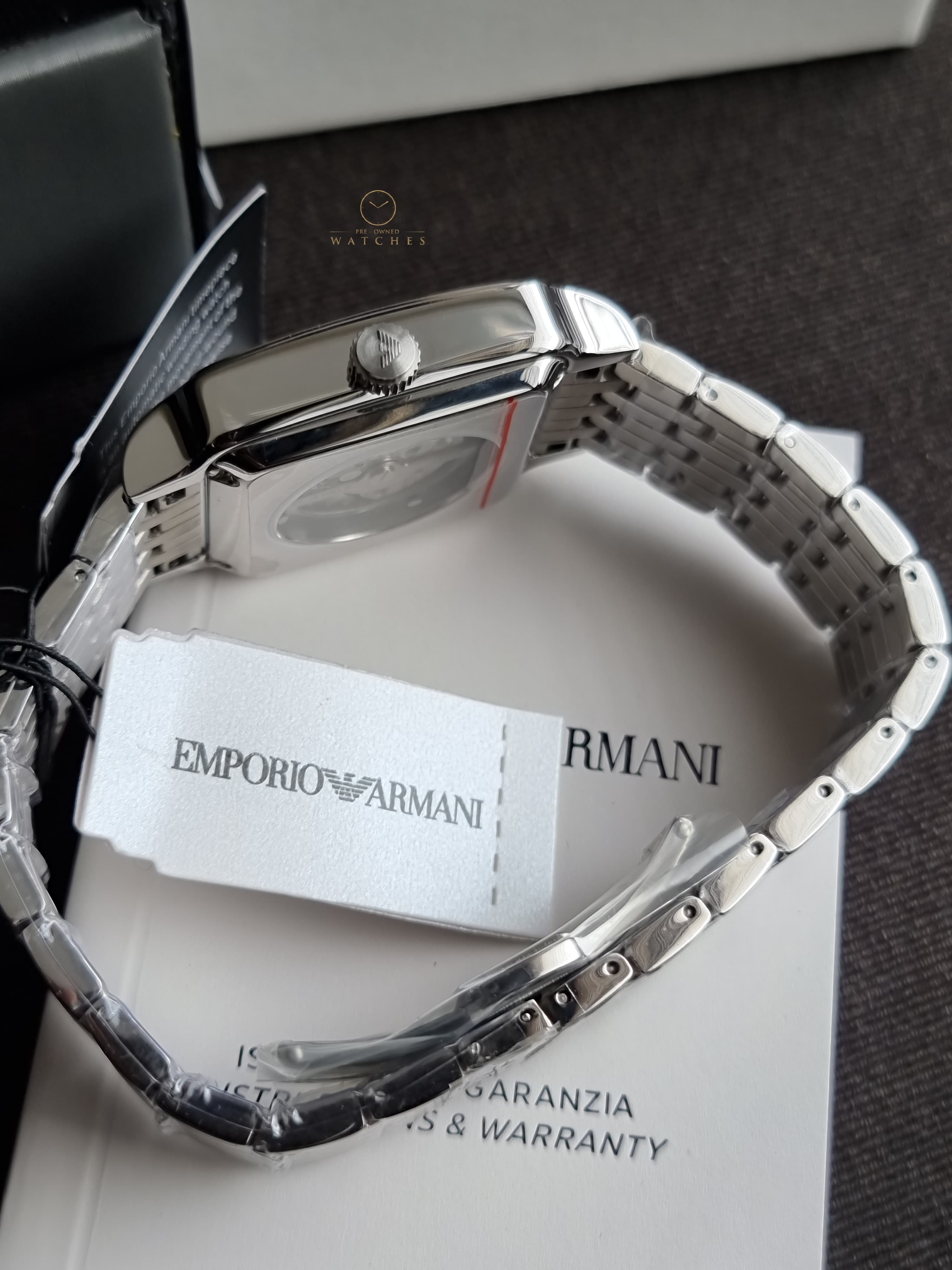 Emporio Armani Meccanico Automatic Green 32×48mm Dial Silver Watch For Men - AR60067