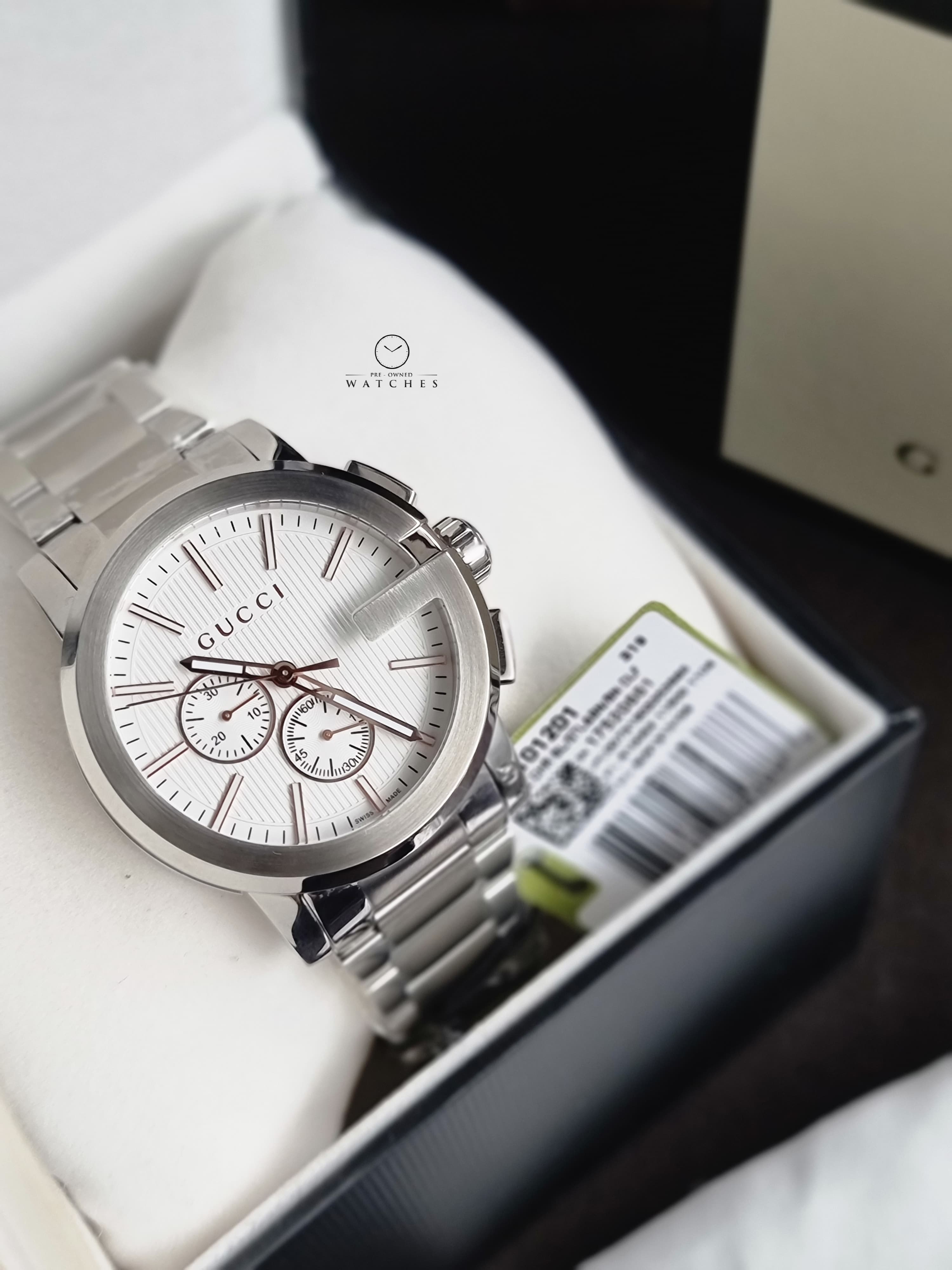 Gucci Men’s Swiss Made Quartz Stainless Steel Silver Dial 44mm Watch YA101201