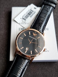 Emporio Armani Renato Quartz Black 43mm Dial Black Leather Strap Watch For Men - AR2425