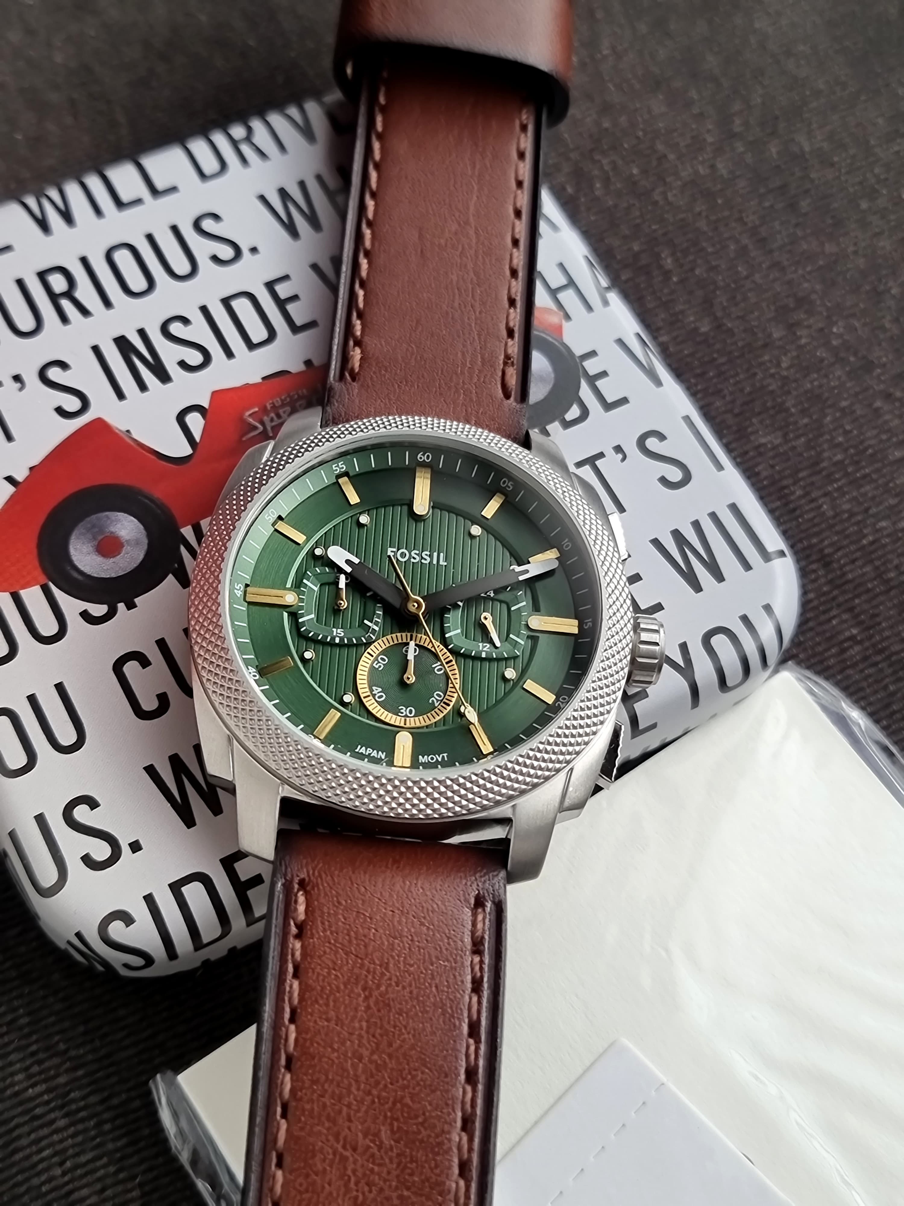 Fossil Machine Chronograph Quartz Green Dial Men's Watch FS6100