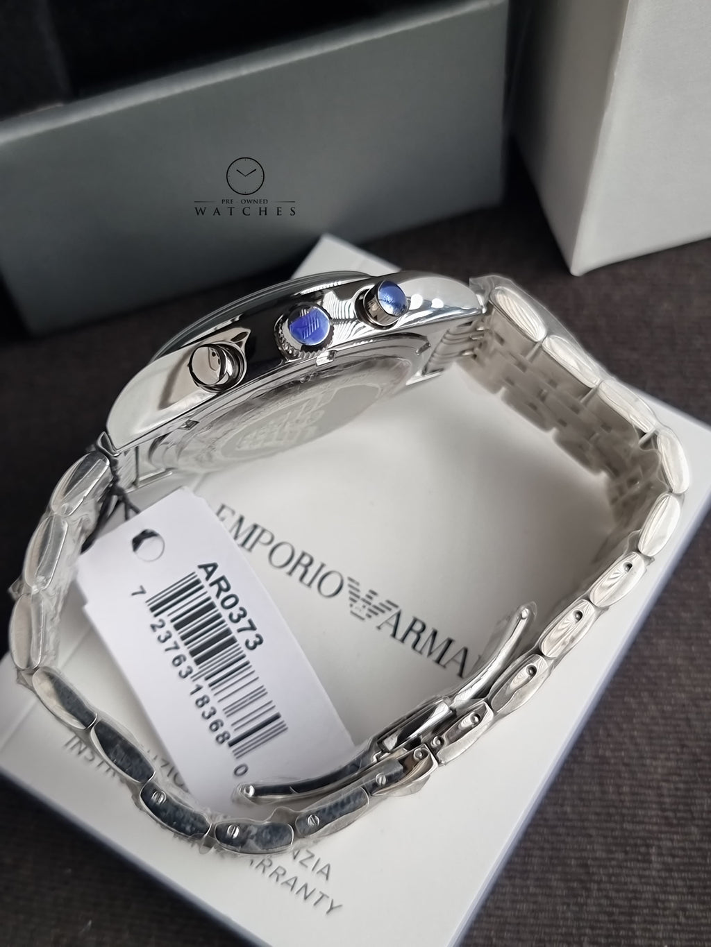 Emporio Armani Franco Black 43mm Dial Silver Steel Strap Watch For Men - AR0373