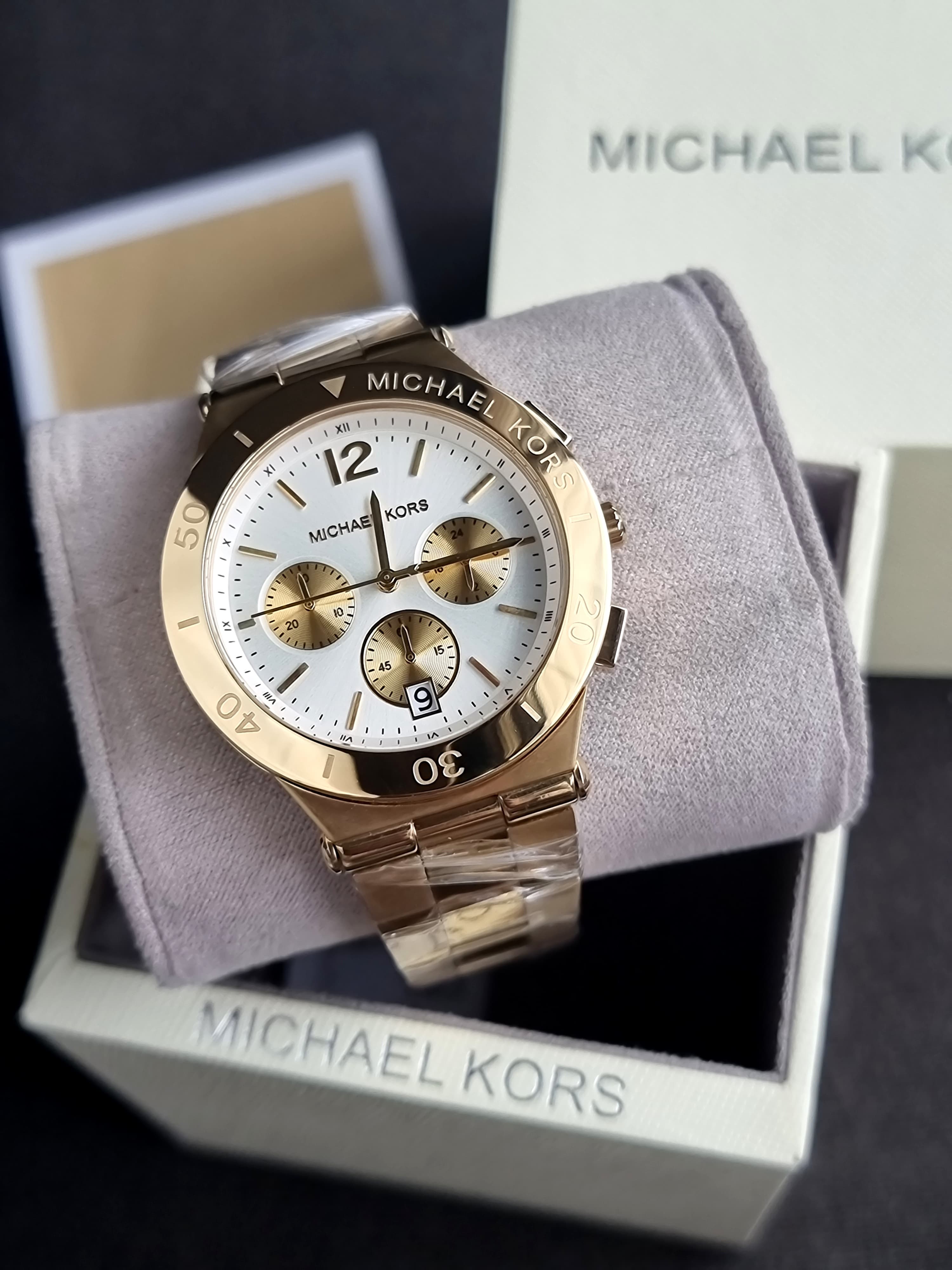 Michael Kors
Wyatt Chronograph White Dial Gold Ion-plated Ladies Watch-MK5933