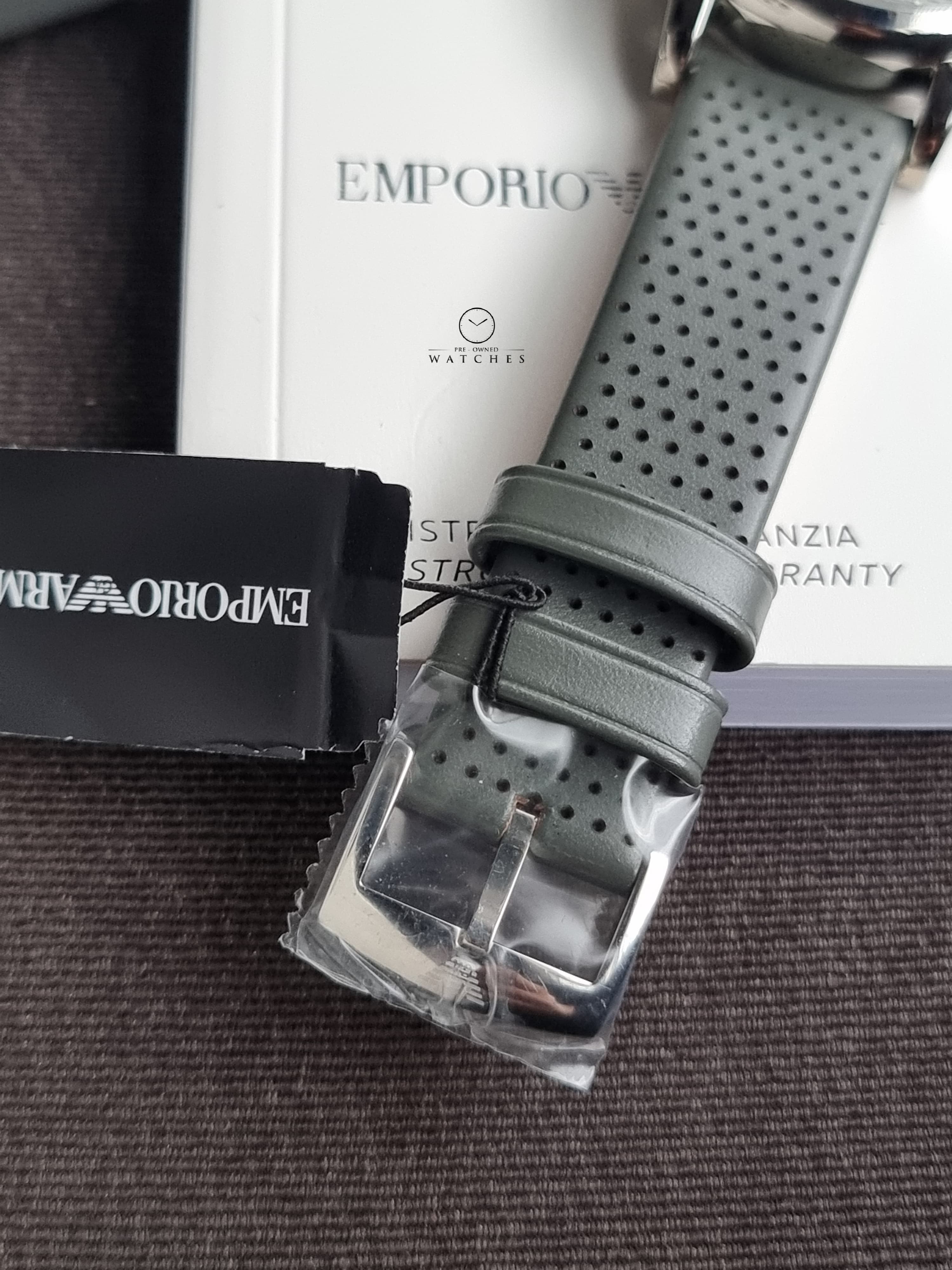 Emporio Armani Men’s Chronograph Quartz Leather Strap Grey Dial 41mm Watch AR1735