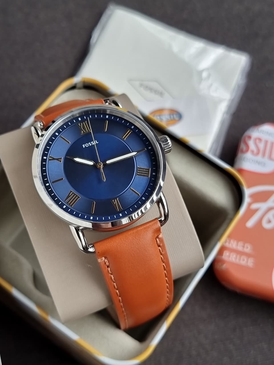 Fossil Men's Copeland Quartz Stainless Steel and Leather Three-Hand Watch FS5661