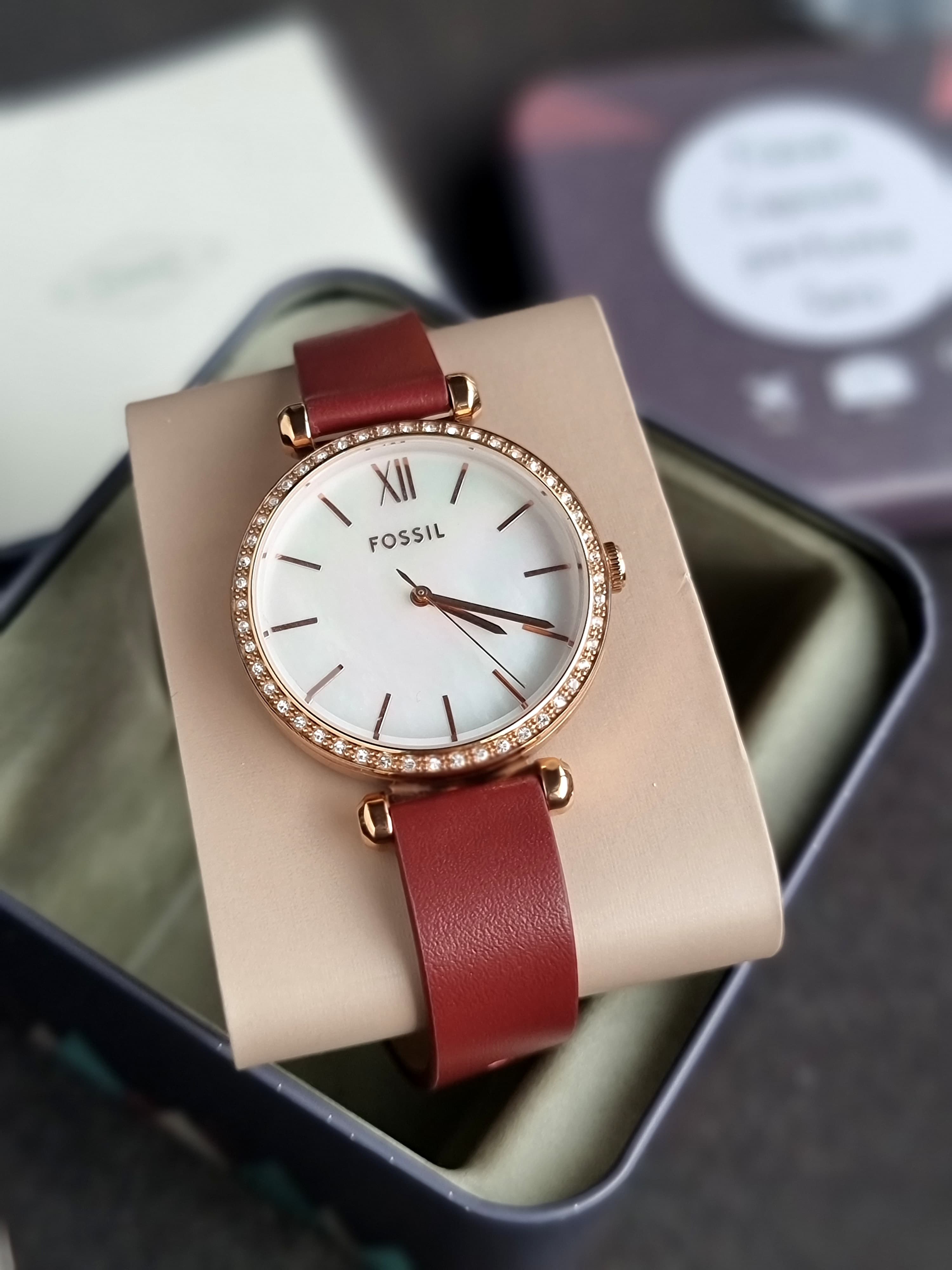 Fossil Tillie Three-Hand 36mm Maroon Leather Watch
-BQ3968