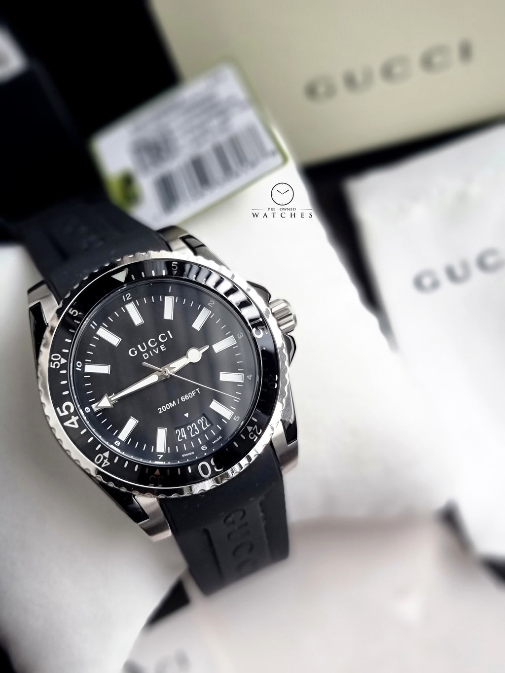 Gucci Dive Black 45mm Dial Black Rubber Strap Men's Watch
 YA136204