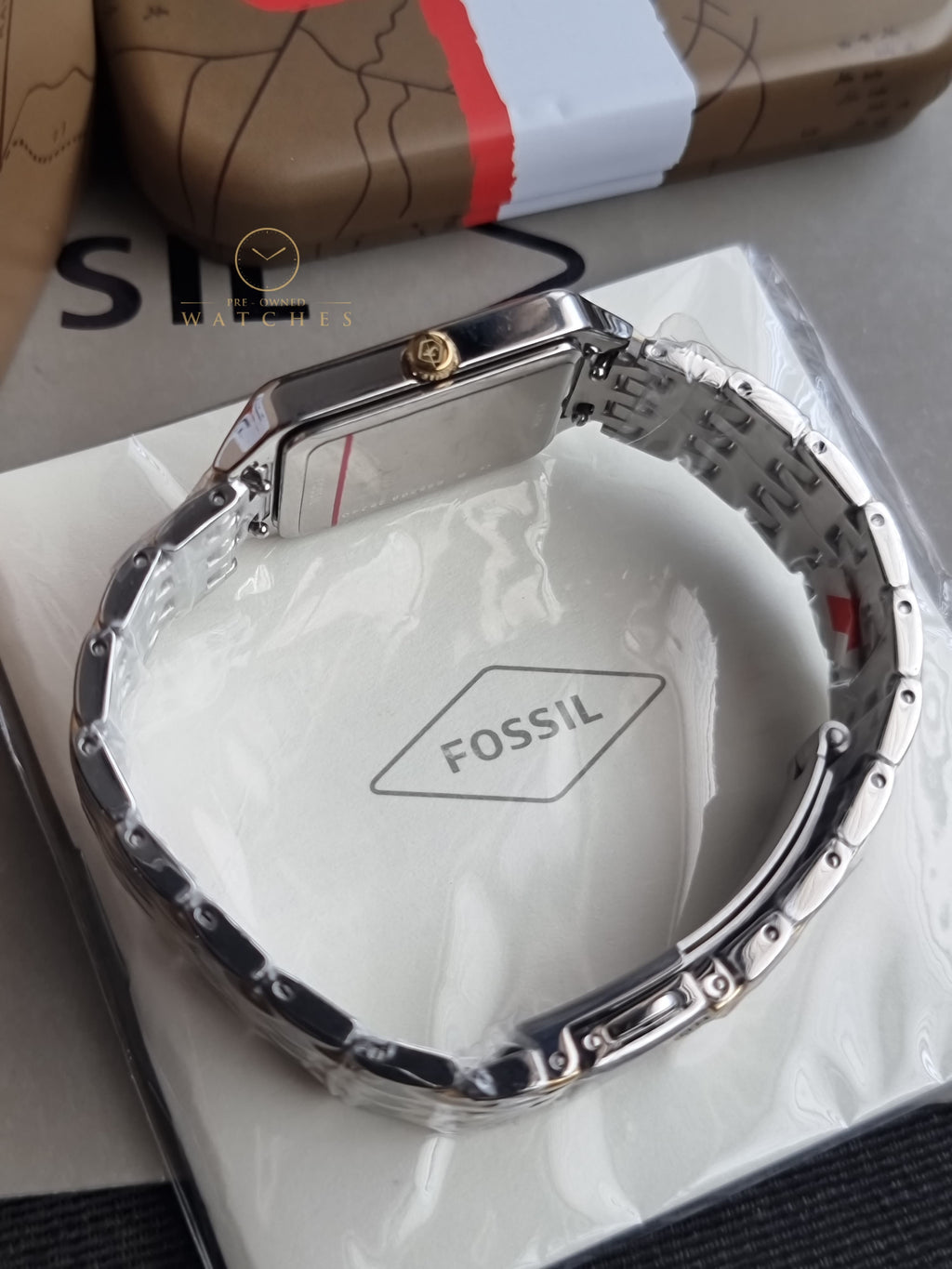 Fossil Women's Raquel Three-Hand Date Silver and Gold Two-Tone Stainless Steel Bracelet Watch ES5368(with out tag)
