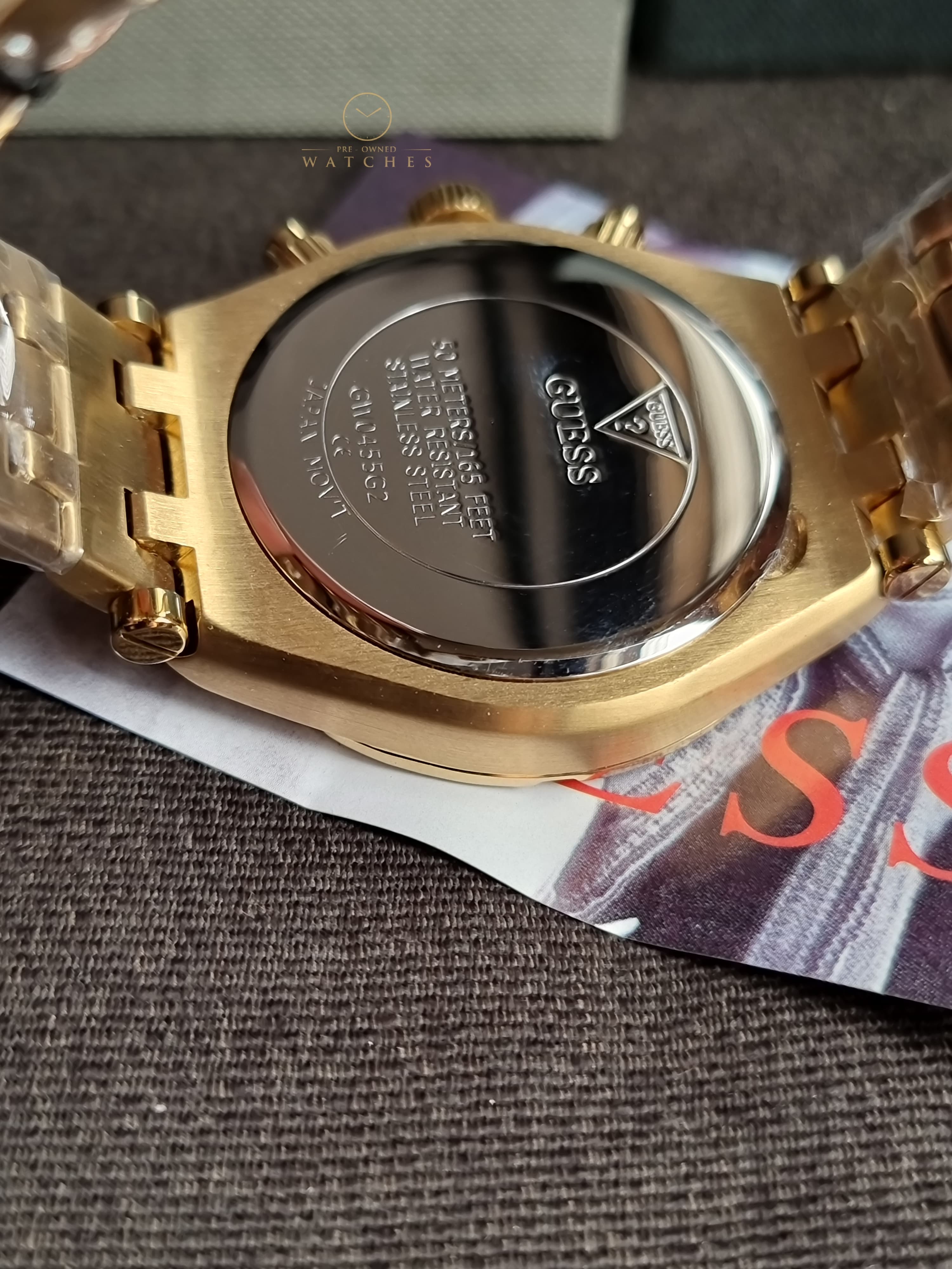 Guess Men’s Quartz Gold Stainless Steel Black Dial 44mm Watch GW0455G2