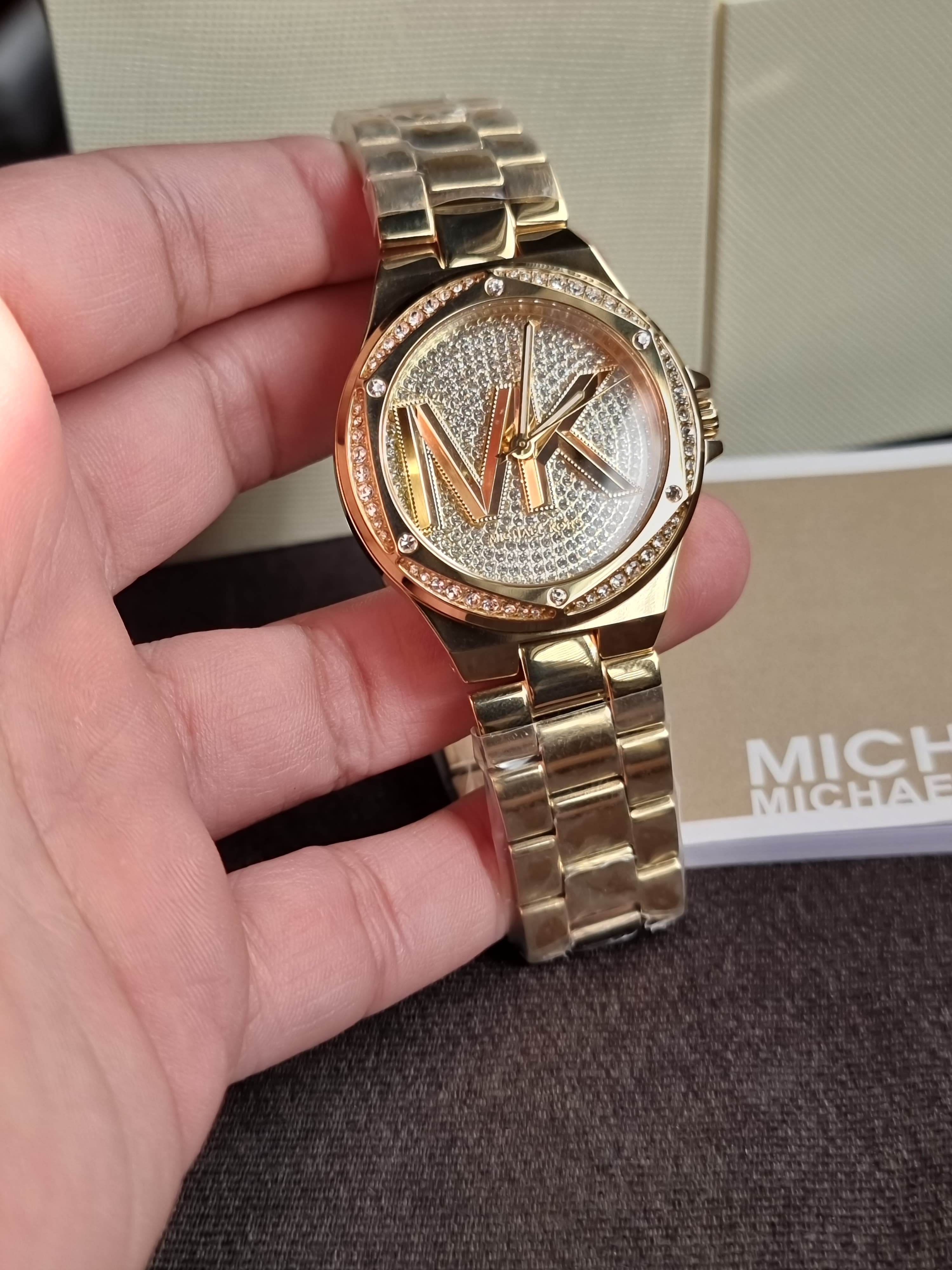 Michael Kors Lennox Gold Stainless Steel Gold Dial Quartz Watch for Ladies - MK7229