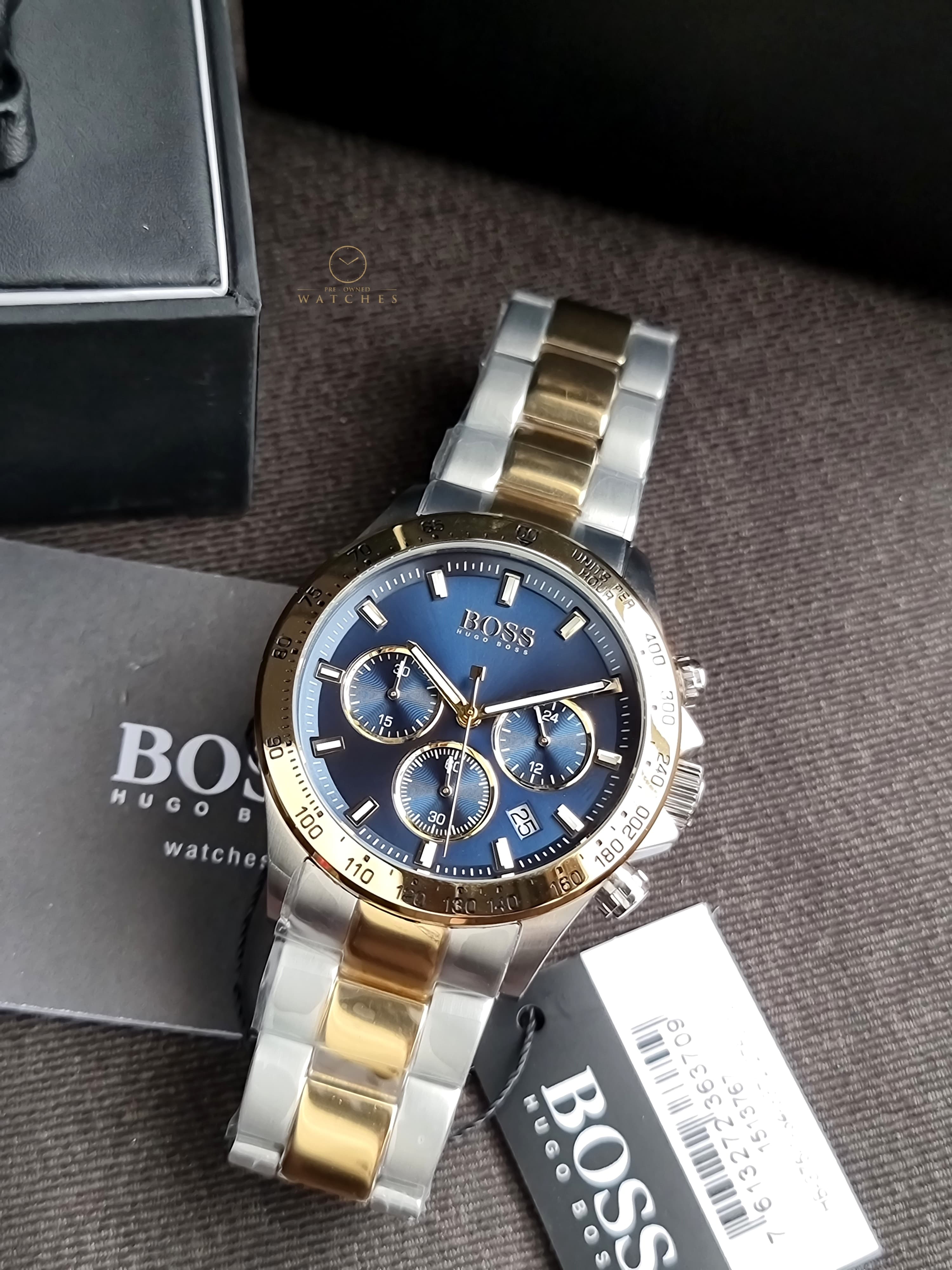 HUGO BOSS Hero Two-Tone Stainless Steel Blue Dial Chronograph Quartz Watch for Gents - 1513767