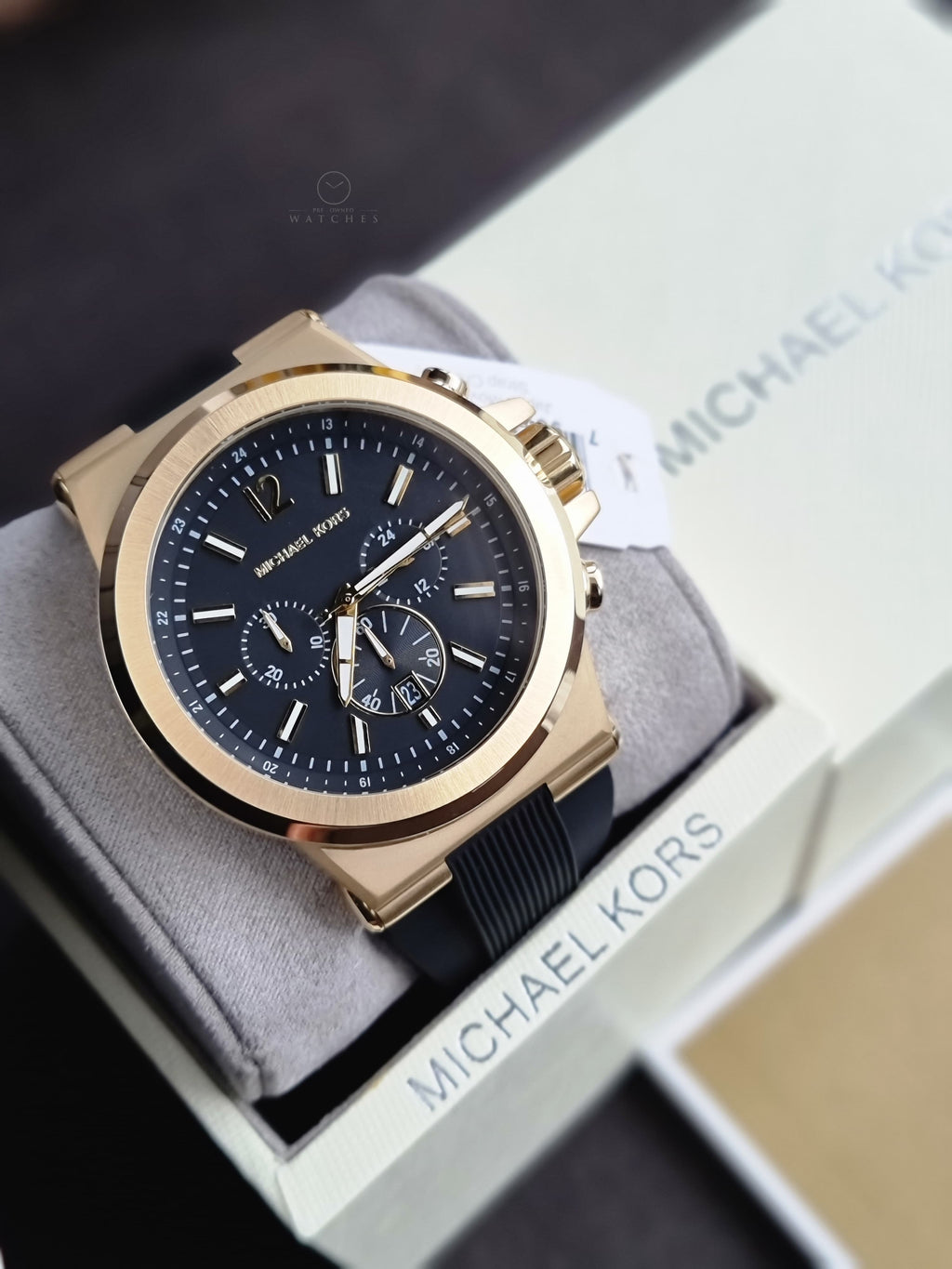 Michael Kors Men’s Chronograph Quartz Silicone Strap Black Dial 48mm Watch MK8445
