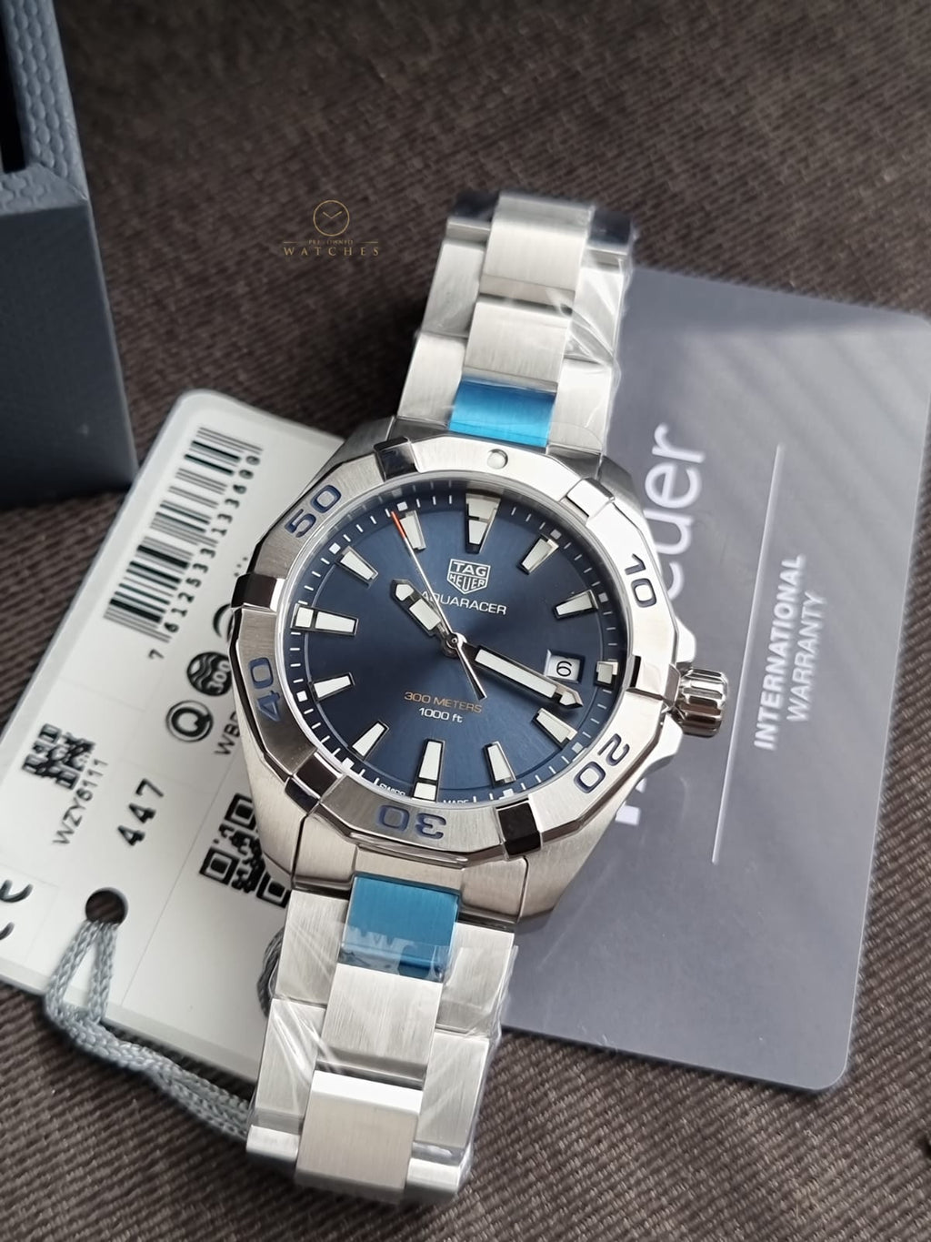 Tag Heuer Aquaracer Silver Stainless Steel Blue Dial Quartz Watch for Gents - WBD1112.BA0928