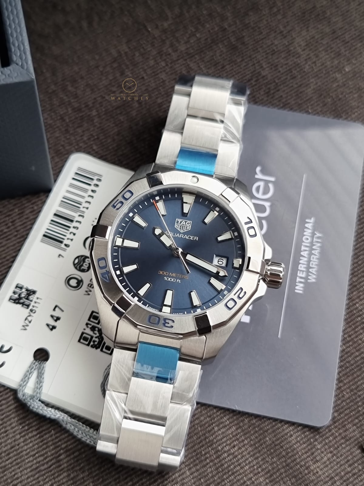 Tag Heuer Aquaracer Silver Stainless Steel Blue Dial Quartz Watch for Gents - WBD1112.BA0928