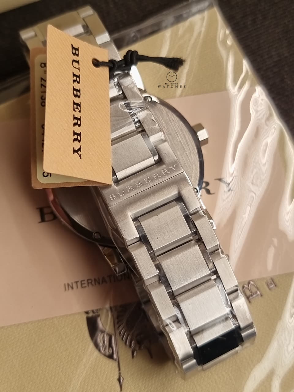 Burberry The City Silver Stainless Steel Black Dial Quartz Watch for Gents - BU9901