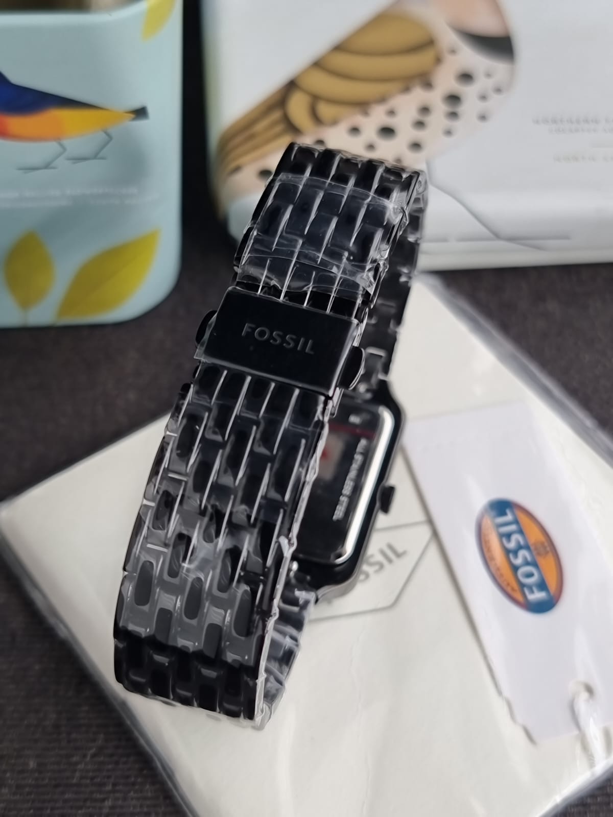 Fossil Women's Raquel Three-Hand Date Black Stainless Steel Bracelet Watch ES5340