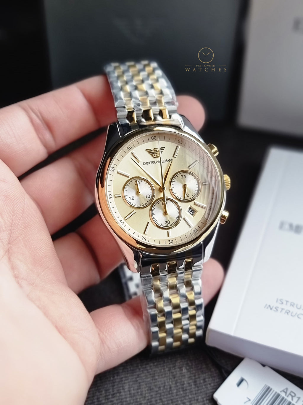 Emporio Armani Men’s Quartz Two-tone Stainless Steel Champagne Dial 41mm Watch AR11603