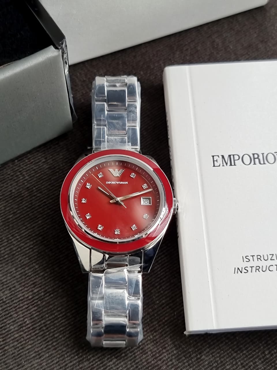 Emporio Armani 36mm Analog Red Dial Women's Watch-AR11544
