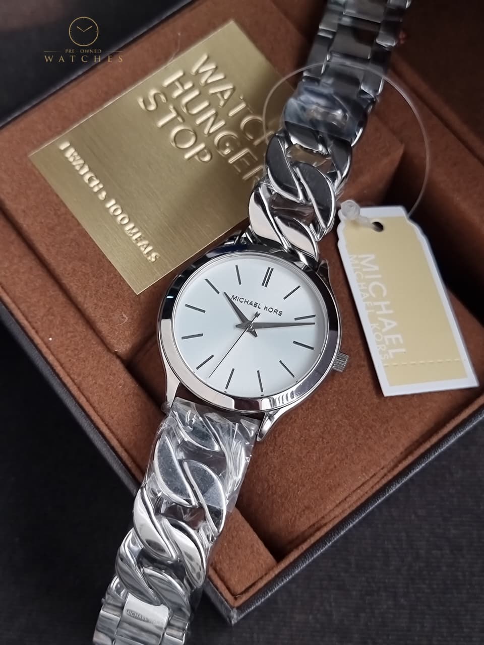 Michael Kors Runway Three-Hand 37mm Silver Dial Silver Steel Strap Watch for Women - MK7474