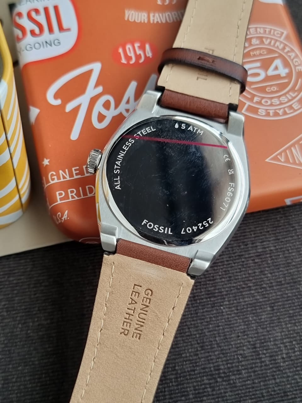Fossil Everett 42mm Three-Hand Date Brown Leather Watch- FS6071