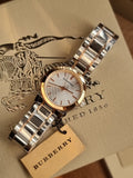 Burberry Ladies Swiss Made Stainless Steel Two-Tone Silver Dial 26mm Watch BU9205