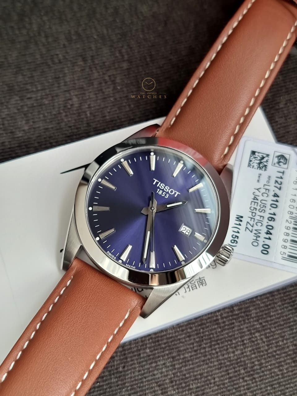 Tissot Gentleman Brown Leather strap Blue Dial Quartz Watch for Men's - T127.410.16.041.00