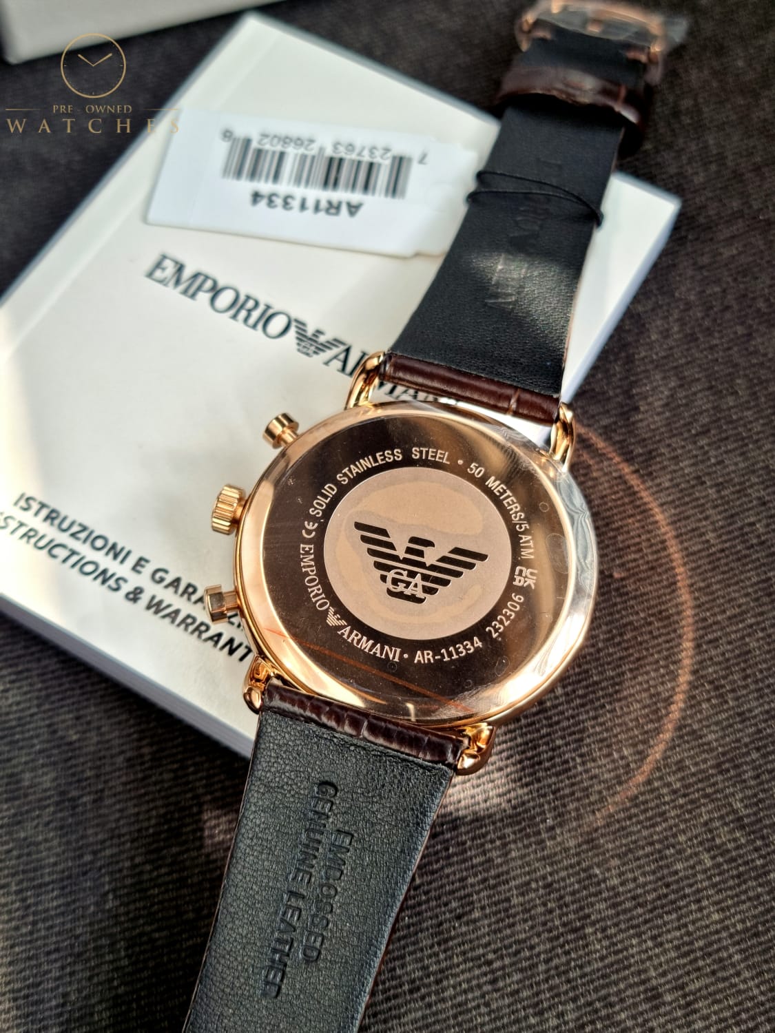 Emporio Armani Men’s Quartz Leather Strap Green Dial 43mm Watch AR11334