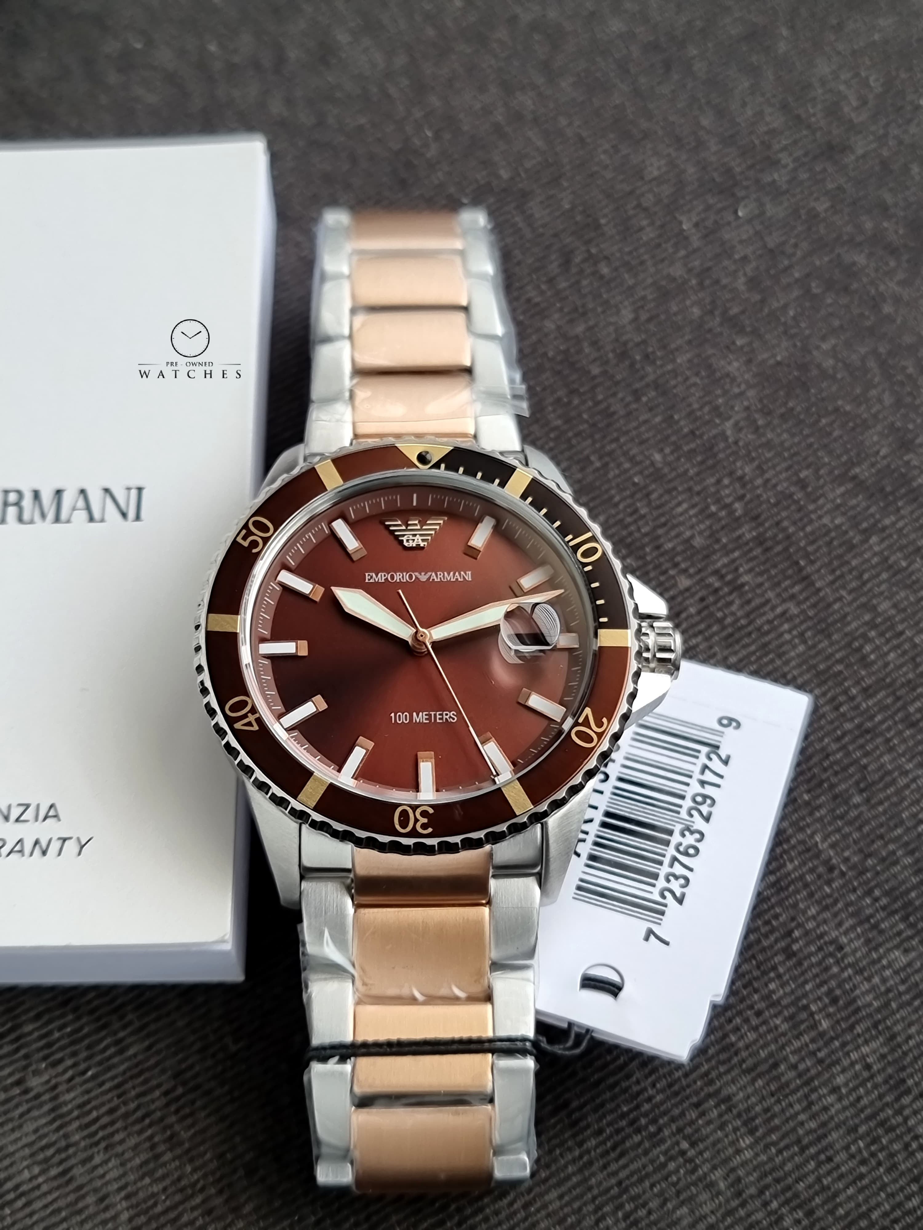 Emporio Armani Men’s Quartz Stainless Steel Brown Dial 42mm Watch AR11340