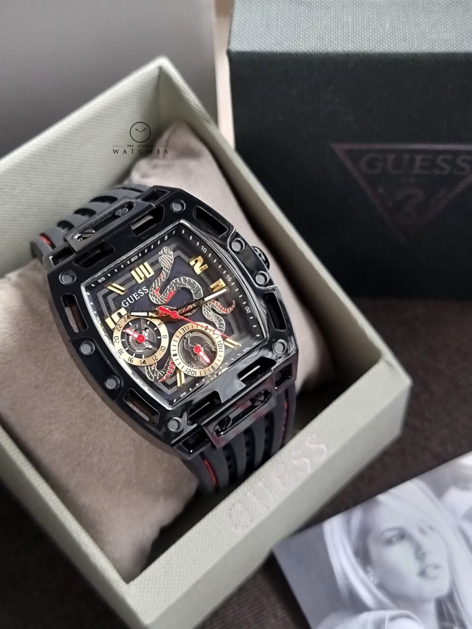 Guess Men’s Quartz Black Silicone Strap Black Dial 43mm Watch GW0857G1