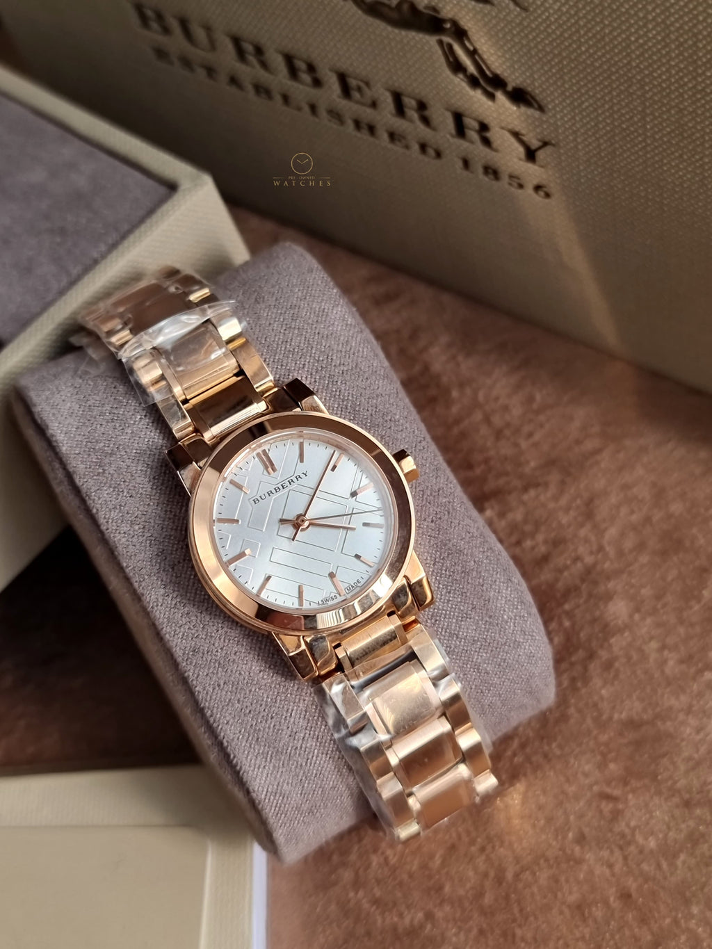 Burberry The City Rose gold Stainless Steel White Dial Quartz Watch for Ladies - BU9204