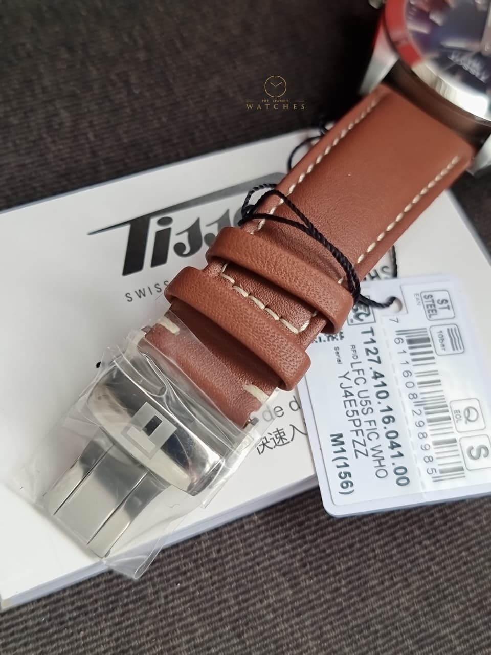 Tissot Gentleman Brown Leather strap Blue Dial Quartz Watch for Men's - T127.410.16.041.00