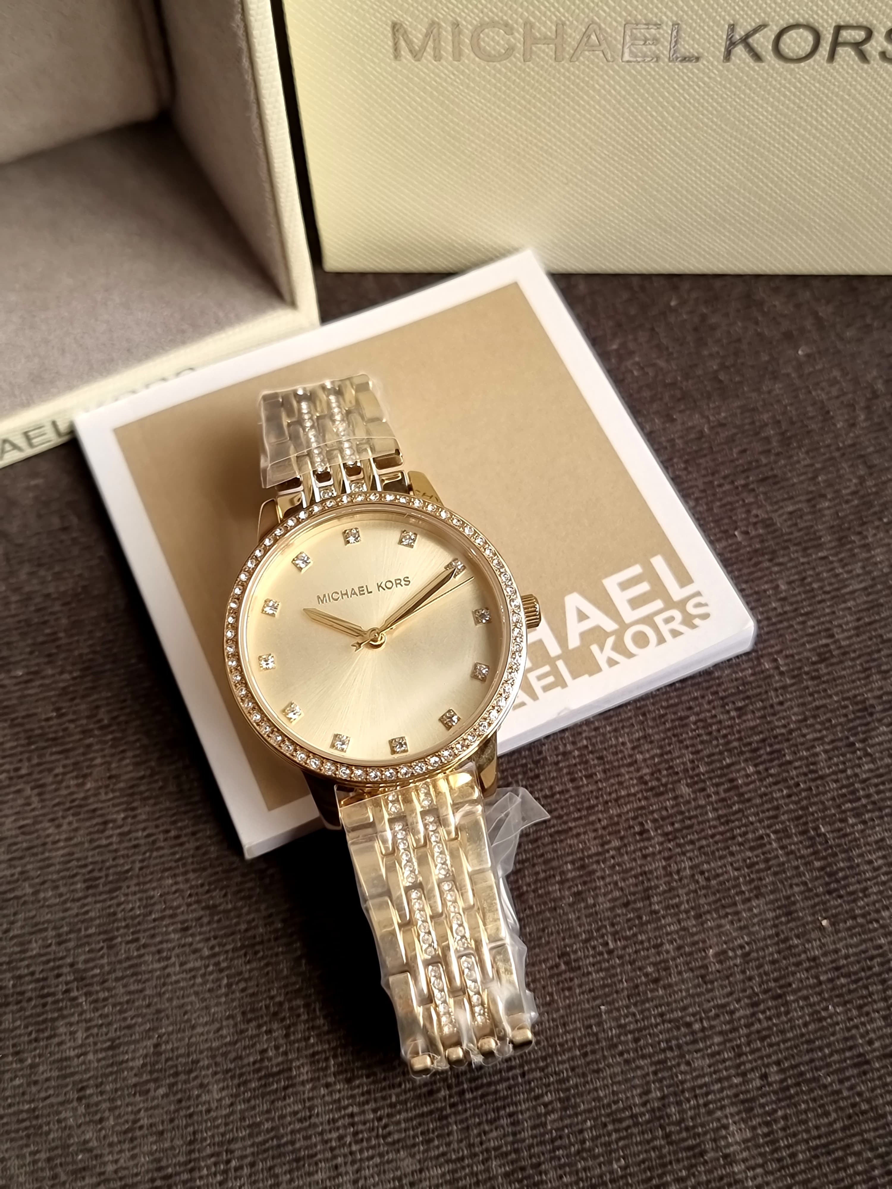 Michael Kors Melissa Gold Stainless Steel Gold Dial Quartz Watch for Ladies - MK4368