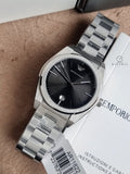 Emporio Armani Federico Silver Stainless Steel Black Dial Quartz Watch for Gents - AR11622