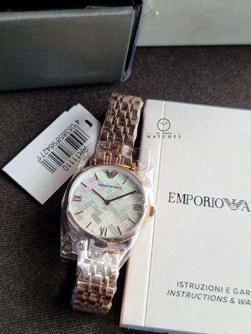 EMPORIO ARMANI Mother of pearl Dial Rose Gold Stainless Steel Watch For Ladies - AR11110