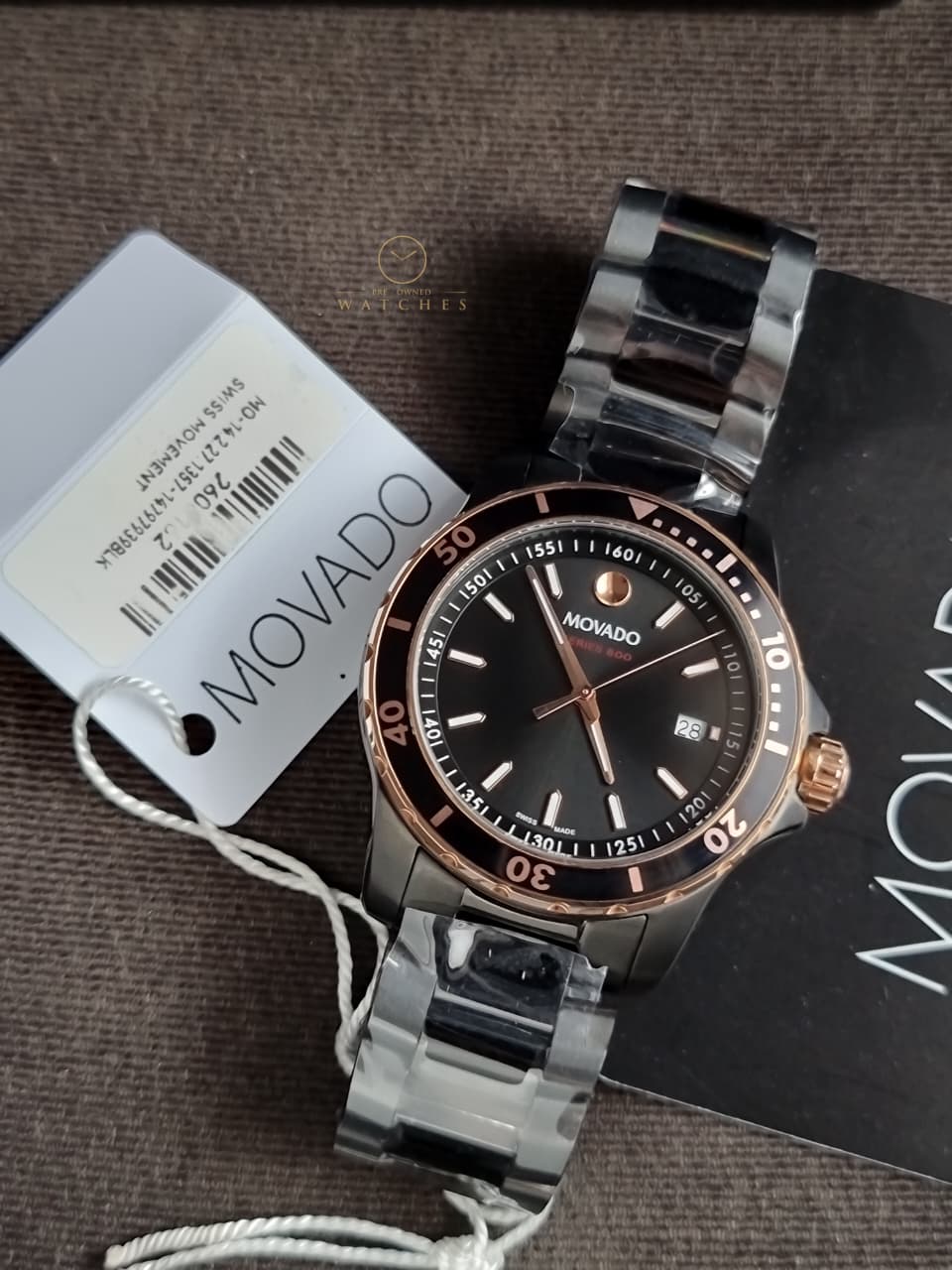 Movado 800 Series Black Stainless Steel Black Dial Quartz Watch for Gents - 2600162