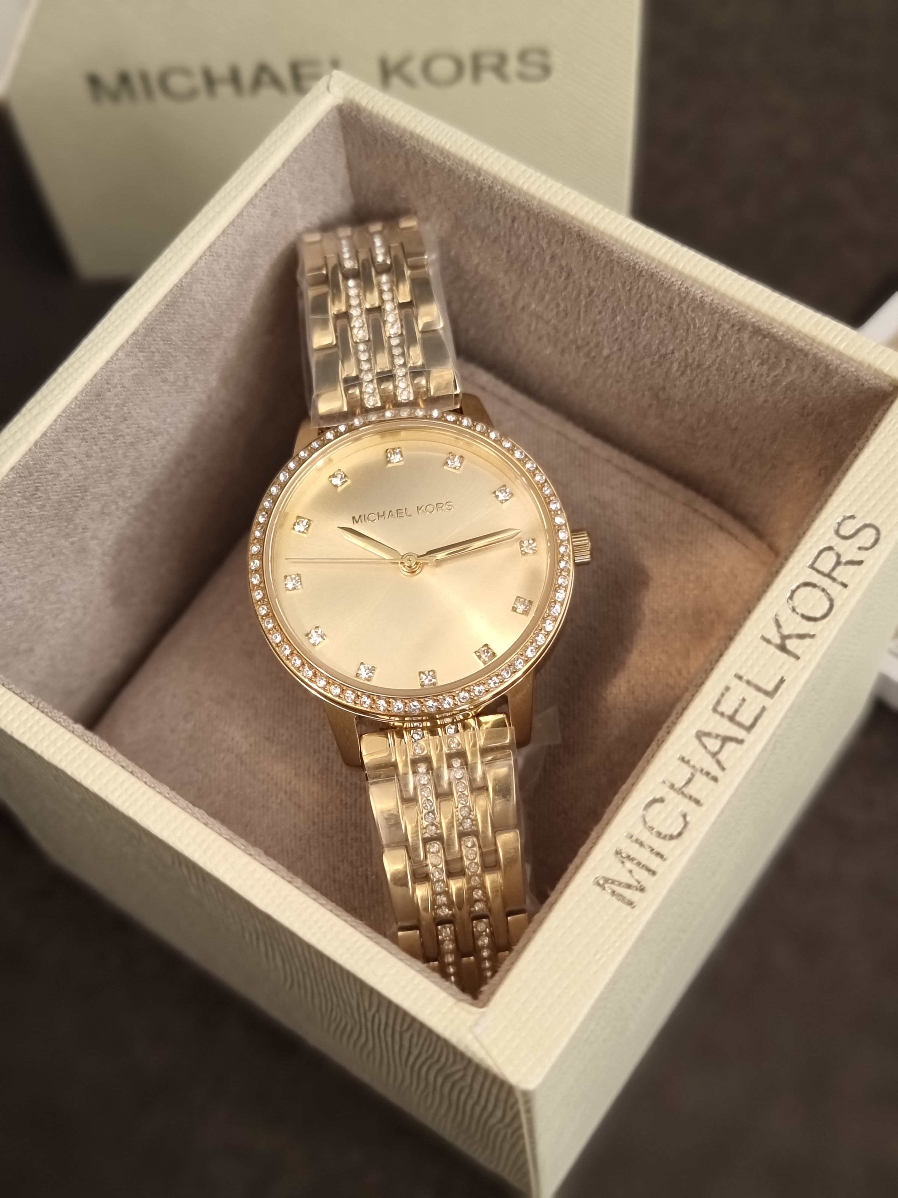 Michael Kors Melissa Gold Stainless Steel Gold Dial Quartz Watch for Ladies - MK4368