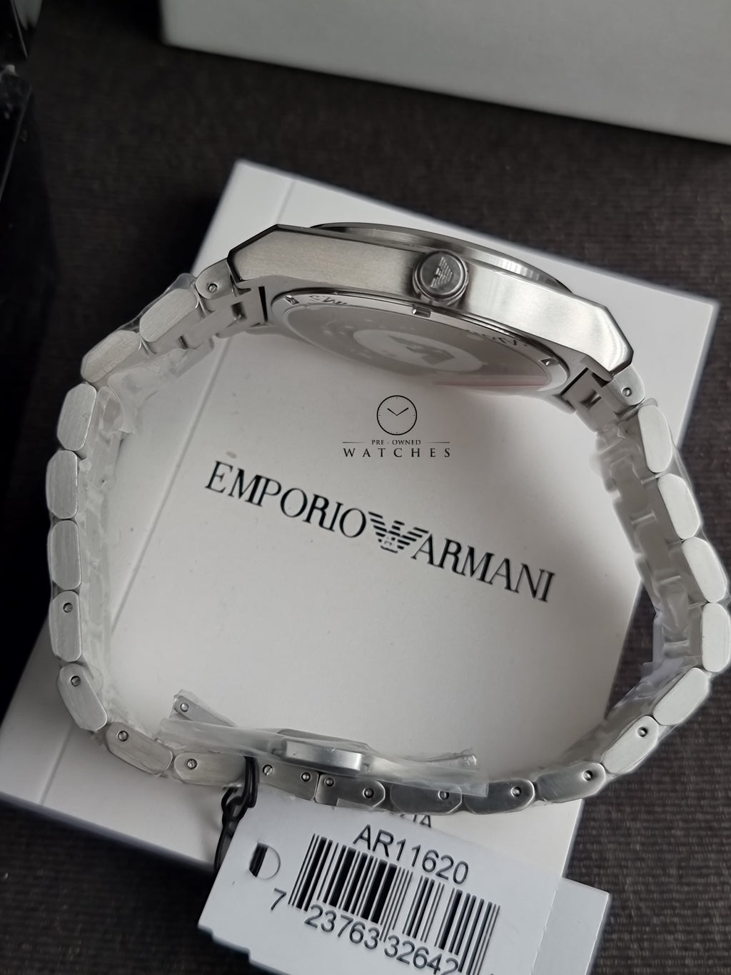 Emporio Armani Federico Silver Stainless Steel Blue Dial 41mm Quartz Watch for Gents - AR11620