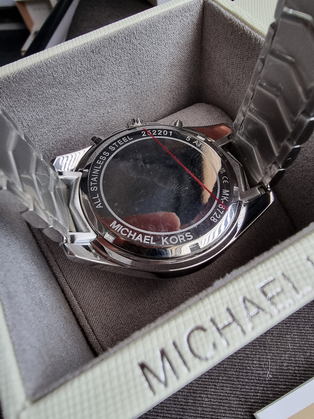 Michael Kors Women’s Chronograph Quartz Stainless Steel Silver Dial 44mm Watch MK6728
