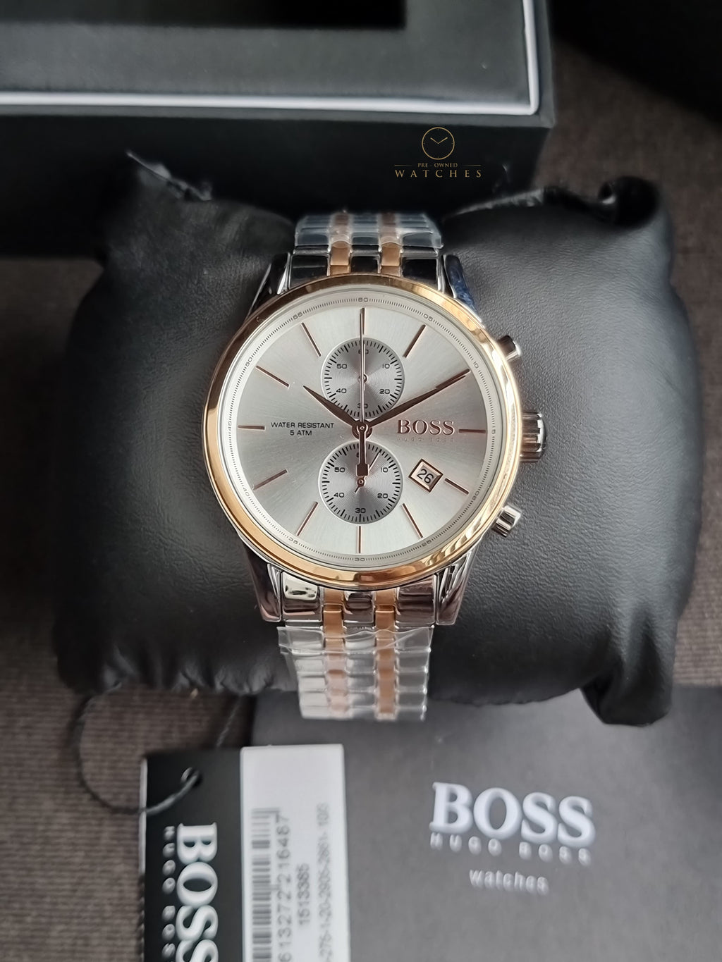 Hugo Boss Men’s Chronograph Quartz Stainless Steel Silver Dial 42mm Watch 1513385