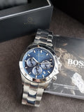 Hugo Boss Men’s Chronograph Stainless Steel Blue Dial 45mm Watch 1513755