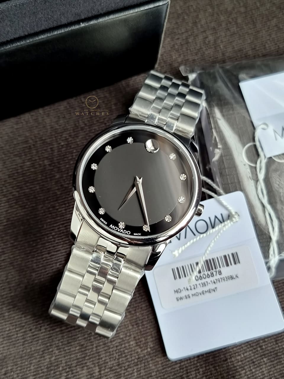 Movado Men’s Quartz Swiss Made Stainless Steel Black Dial 40mm Watch 0606878