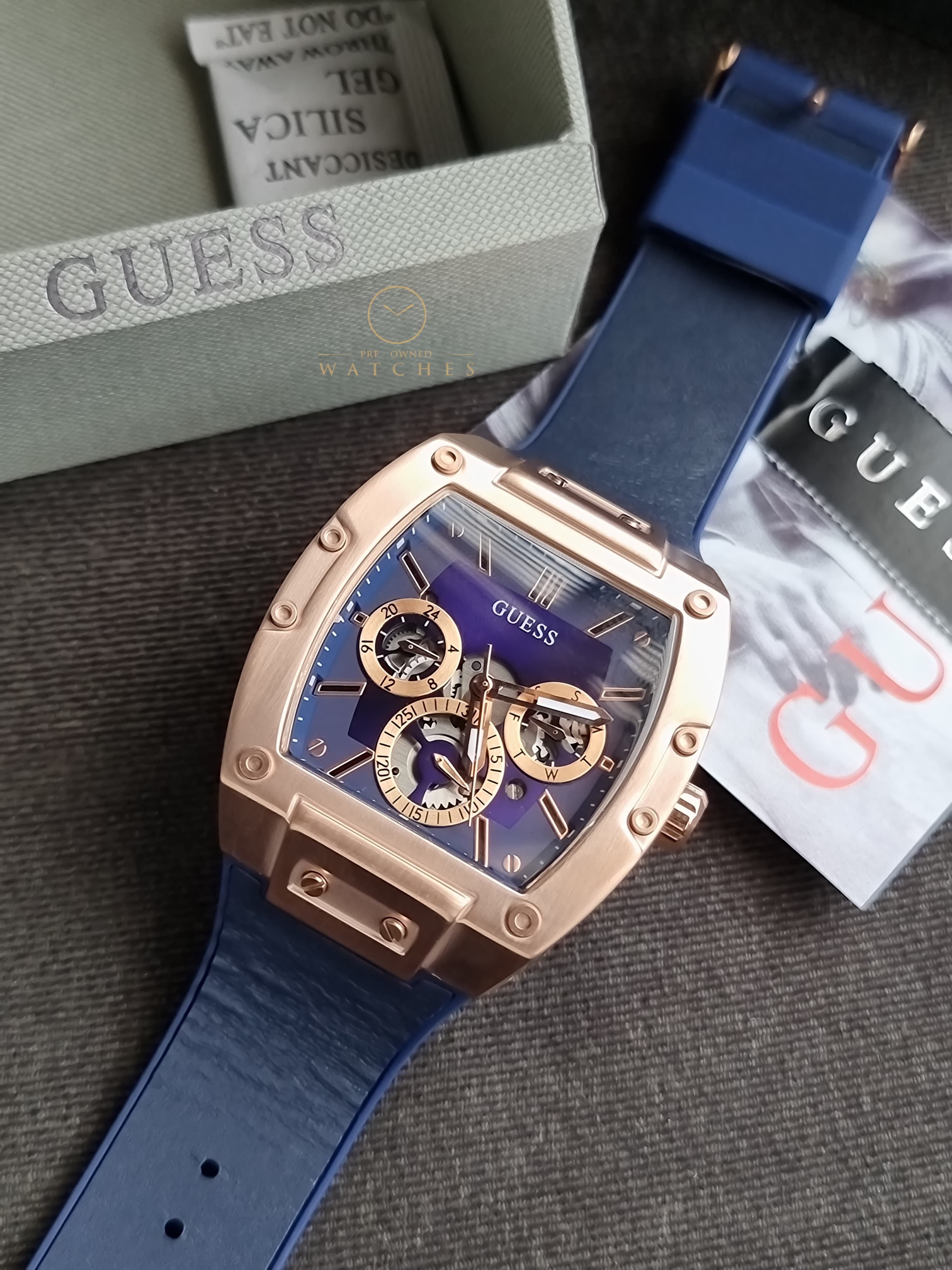 Guess Phoenix Blue Silicone Strap Blue Dial Quartz Watch for Gents - GW0202G4
