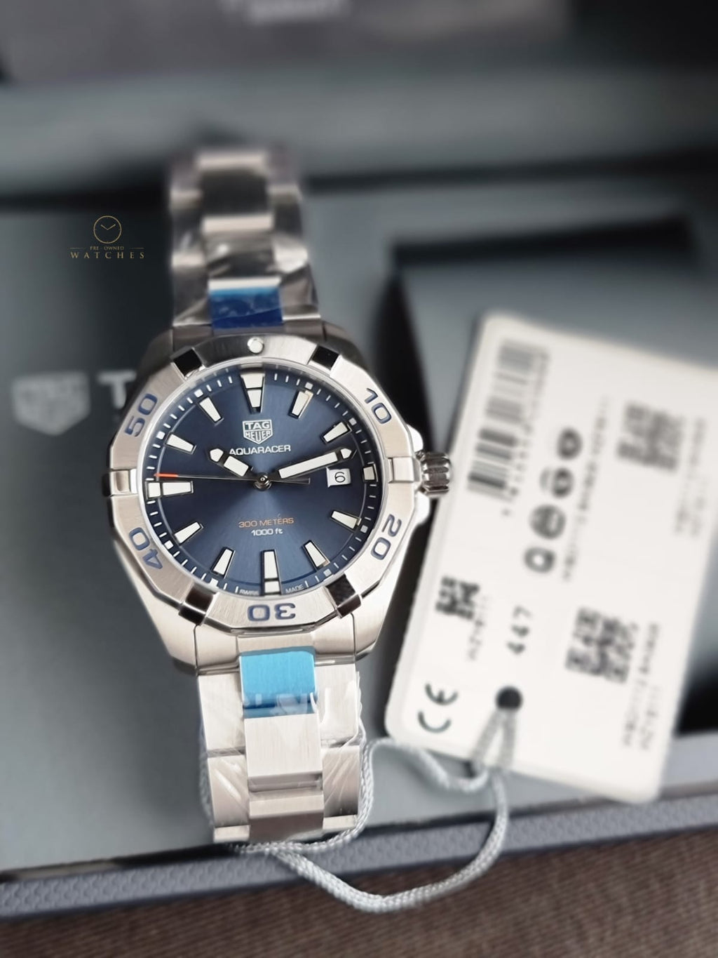 Tag Heuer Aquaracer Silver Stainless Steel Blue Dial Quartz Watch for Gents - WBD1112.BA0928