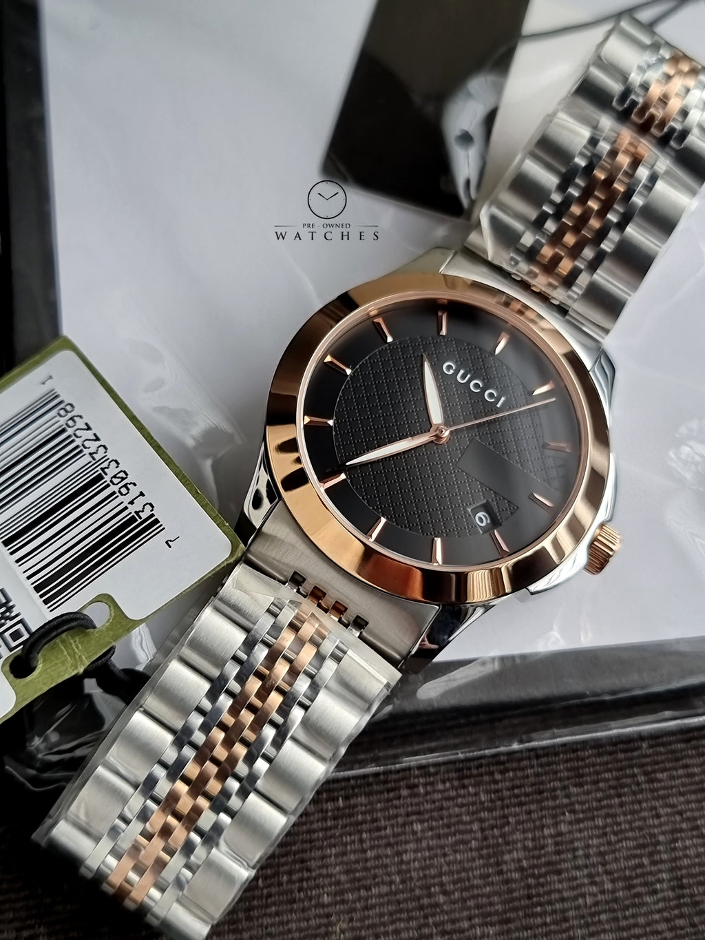 Gucci Men’s Swiss Made Quartz Stainless Steel Black Dial 38mm Watch YA126410