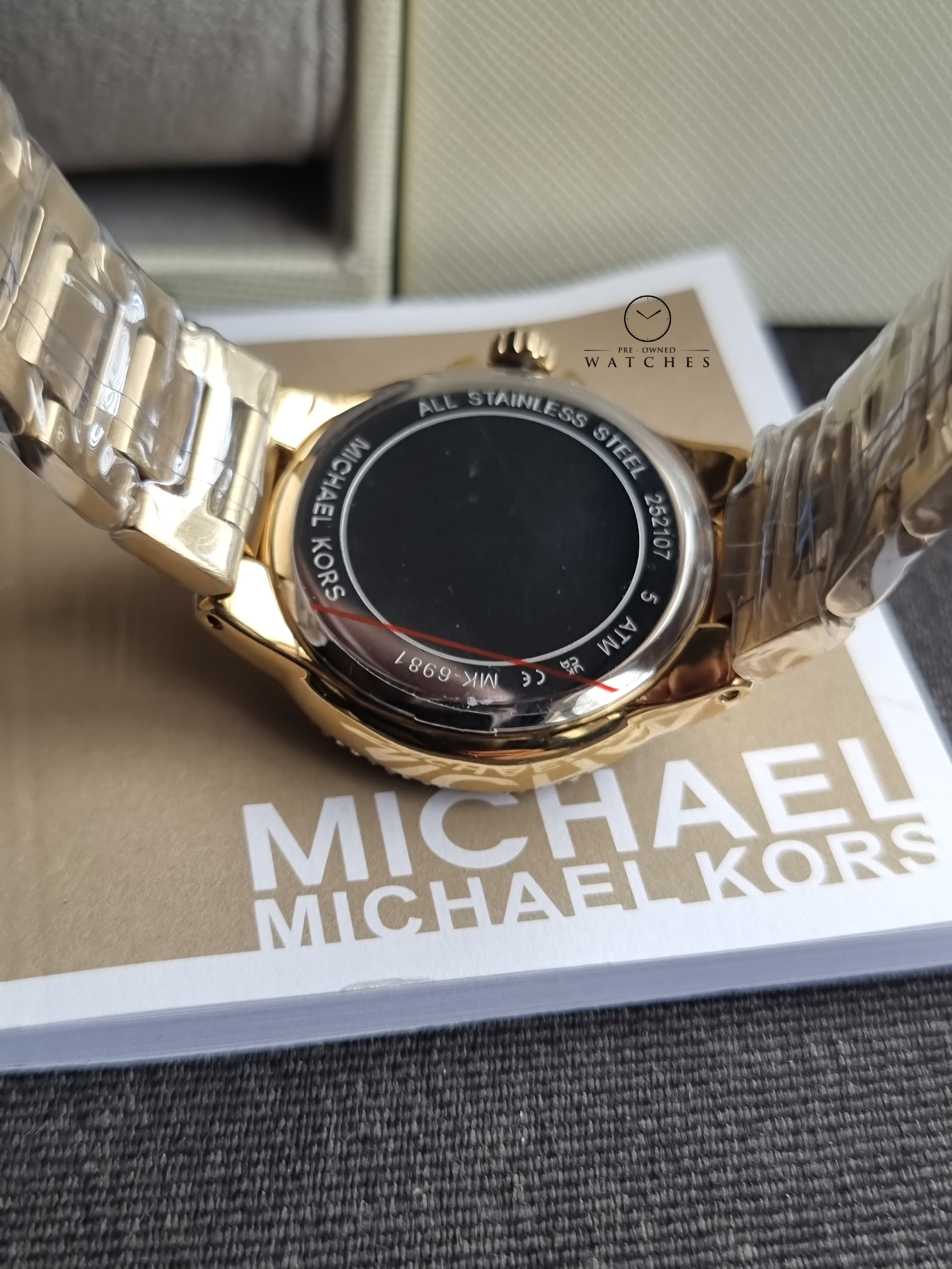 Michael Kors Gold Stainless Steel Green Dial Quartz Watch for Ladies - MK6981