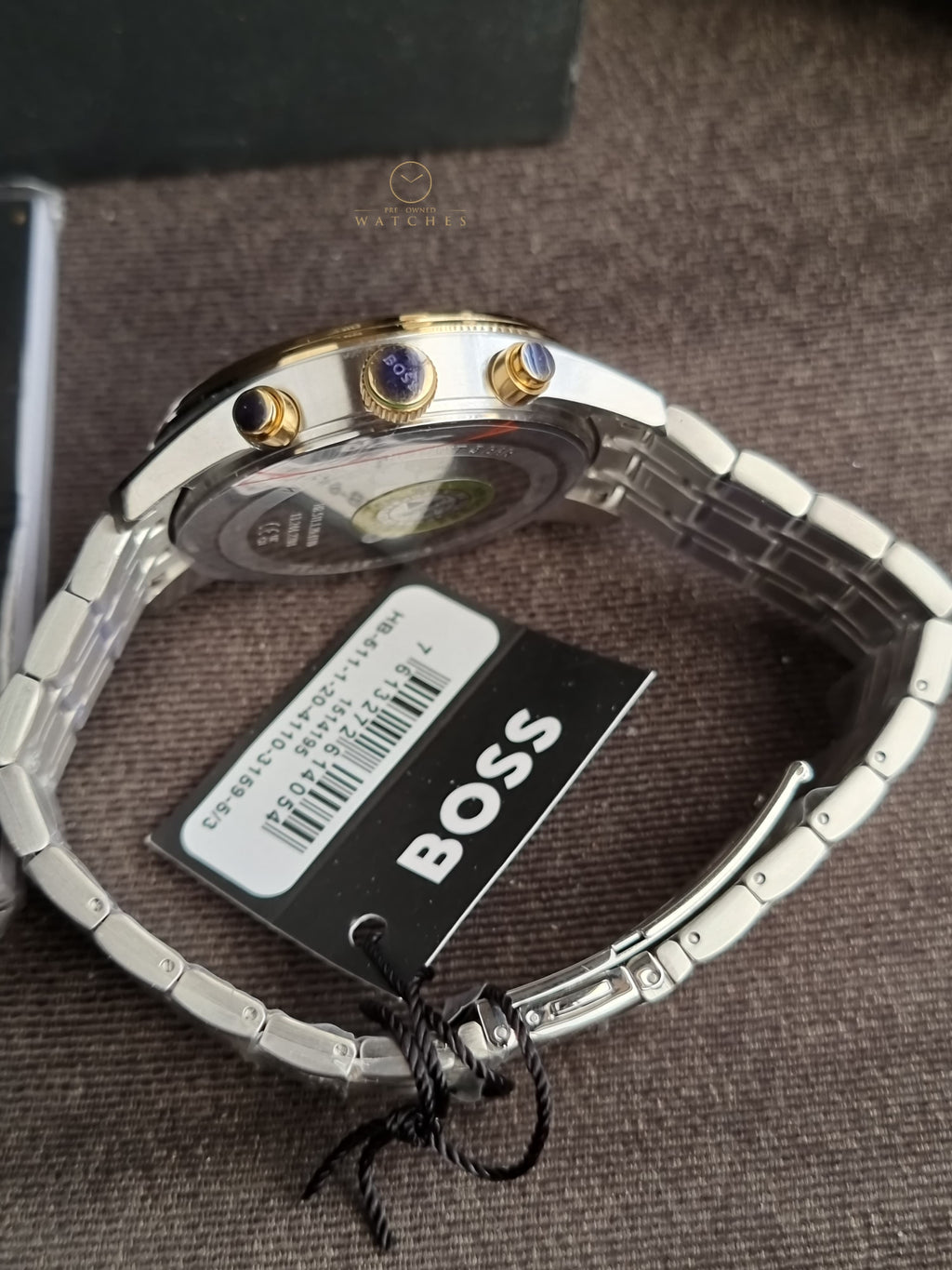 Hugo Boss Silver Stainless Steel Green 44mm Dial Chronograph Quartz Watch for Gents - 1514195