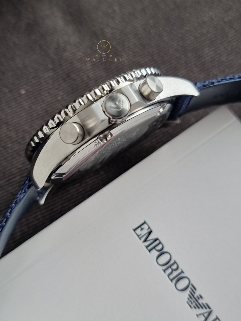 Emporio Armani Men’s Quartz Blue Nylon & Leather Strap Blue Dial 43mm Watch AR11588