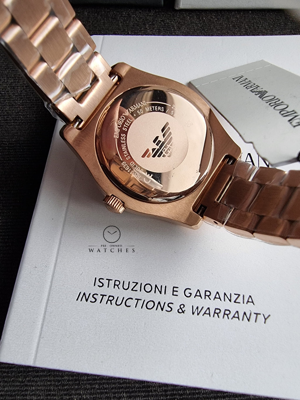 Emporio Armani Federica Analog Green 32mm Dial Rose Gold Steel Strap Watch for Women - AR11639
